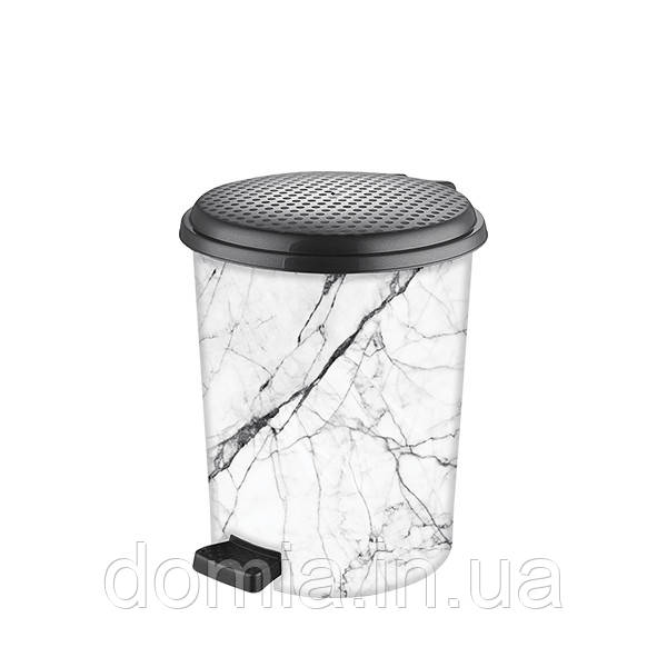 Відро відро з педаллю c малюнком Білий мармур (27*30*33 см) 17 л, Elif Plastik Туреччина Е-366