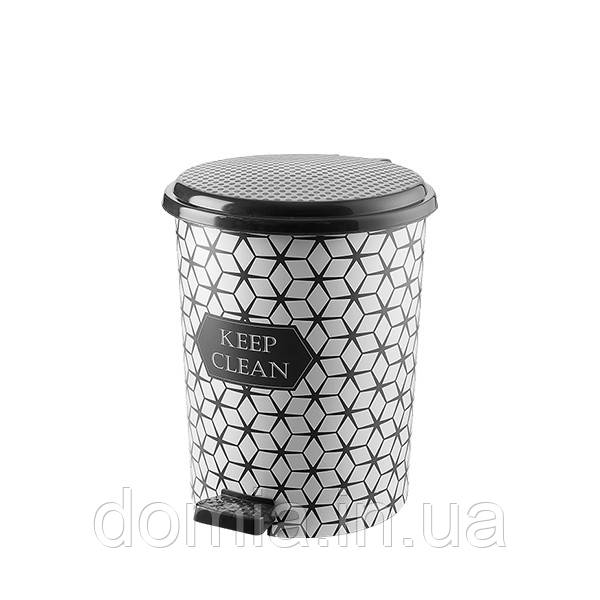 Відро відро з педаллю c малюнком Keep Clean (27*30*33 см) 17 л, Elif Plastik Туреччина Е-366