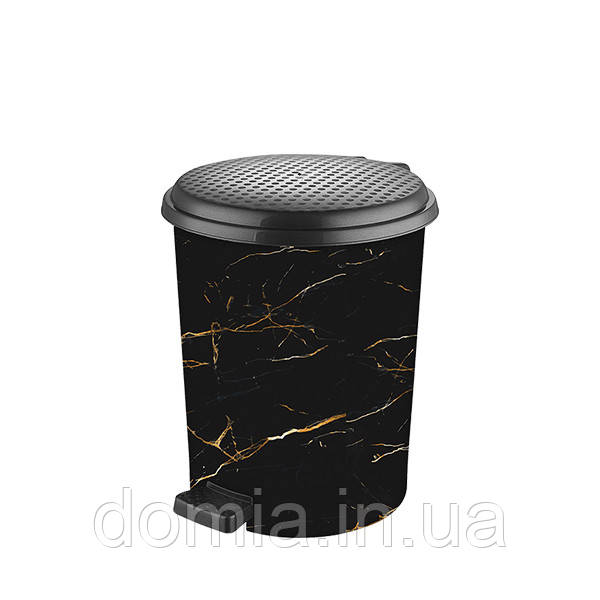 Відро відро з педаллю c малюнком Чорний мармур (23*25*28 см) 11 л, Elif Plastik Туреччина Е-365