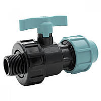 Кран кульовий ПНД 25*3/4" затискний Santehplast