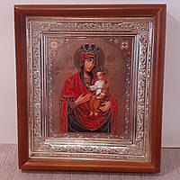 Икона Черниговская Пресвятая Богородица, лик 10х12 см, в светлом прямом деревянном киоте