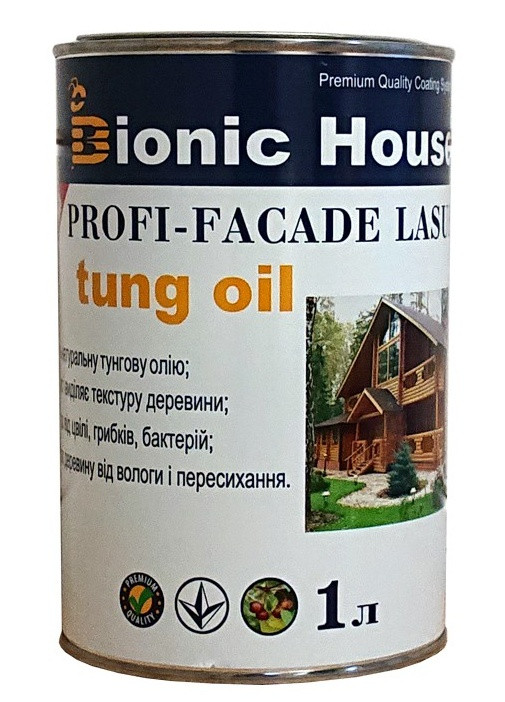 Фасадна фарба-лазур для дерева "Bionic House" з тунговою олією 1 л
