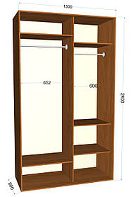 Шафа-купе дводверна 1300х600х2400мм тм Ексклюзив