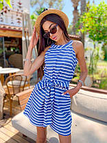 Стильний літній комбінезон із шортами в смужку бавовна, фото 2