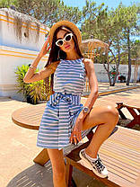 Стильний літній комбінезон із шортами в смужку бавовна, фото 5