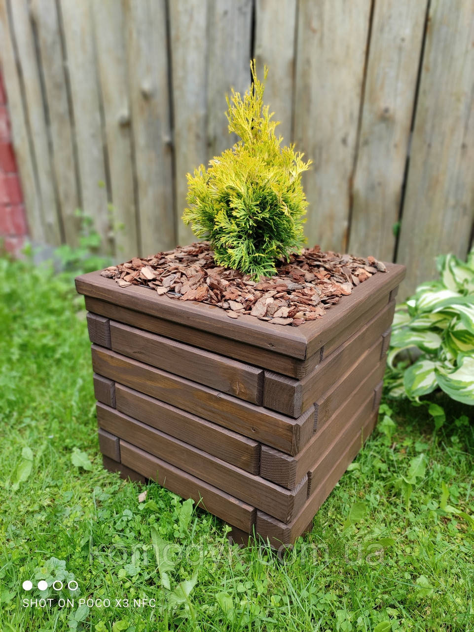 Дерев'яна яний ящик для рослин.Кашпо
