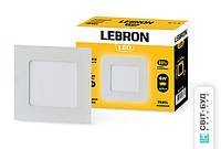 LED светильник Lebron L-PS-641, 6W, встроенный, 120x120x19mm, 4100K, 420Lm, угол 120 °