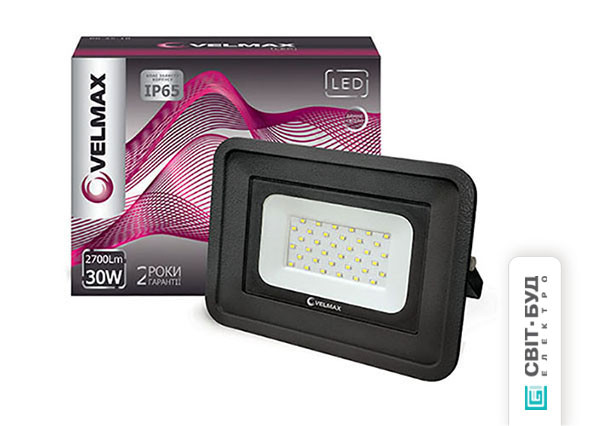 Прожектор LED Velmax, 30W, 6200K, 2700Lm, кут 120 °, фото 1
