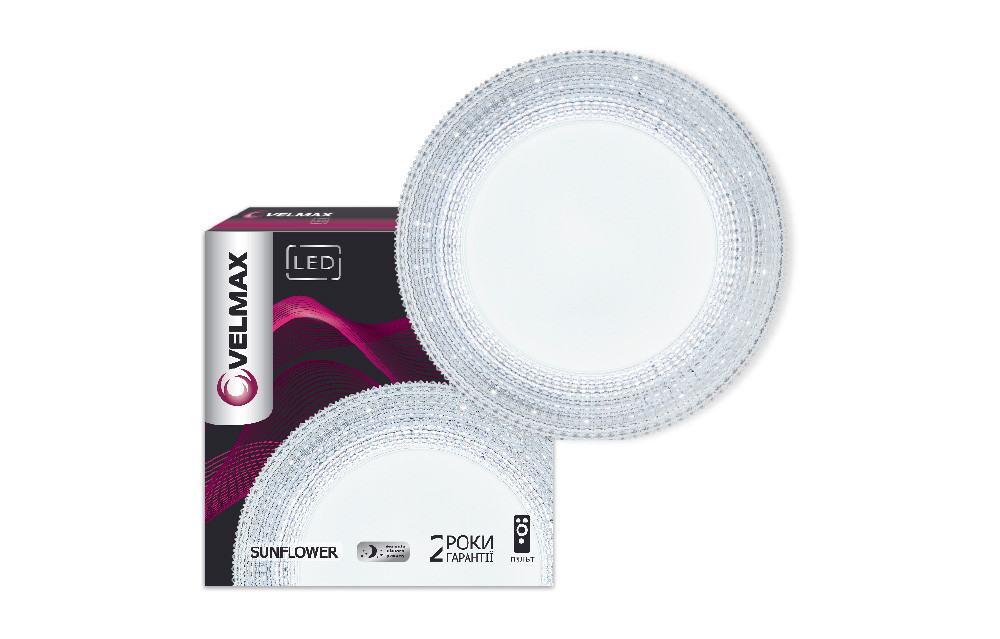 LED світильник VELMAX V-CL-SUNFLOWER, 70W, smart, 3000K-6500K, 4900Lm, пульт Дистанційного Управління