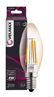 LED лампа VELMAX V-Filament-C37, 4W, E14, 4100K, 400Lm