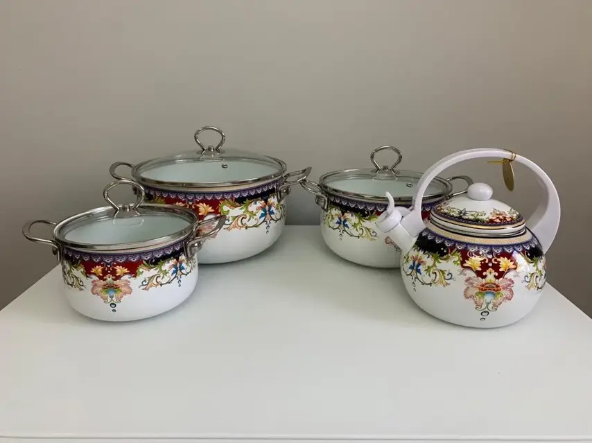 NATURAL & SUPER NATURAL CARNIVAL ボックスセット Набор эмалированных кастрюль с чайником Edenberg из 10