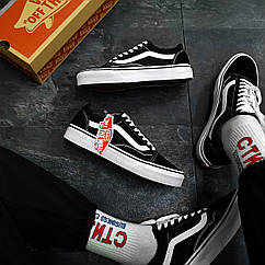 Кеди унісекс Vans Old Skool кеди ванс низькі чорні з білою підошвою