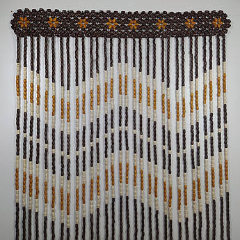 Стильна штора з дерев’яних намистин | Ромашка темна | 30 підвісок | 100×200 см | еко декор