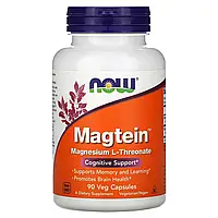 L-треонат магния Now Foods Magtein поддерживает память 90 растительных капсул