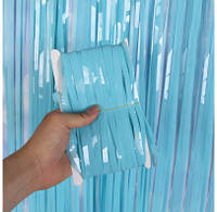 Шторка завіса з фольги для фото зон «Baby blue» 1х2 метри