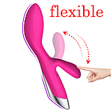 Подвійний вібратор комбінований, клиторально вагінальний стимулятор, еротичні подарунки для жінок, фото 2