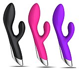 Подвійний вібратор комбінований, клиторально вагінальний стимулятор, еротичні подарунки для жінок, фото 3