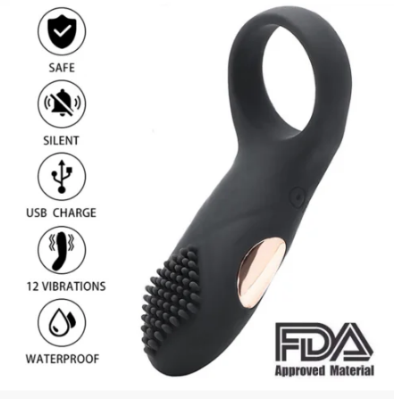 Вібро кільце з шипами, насадка з вібрацією на член, інтимні іграшки стимулятори, фото 1