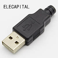 Коннектор USB Type A с кожухом ЮСБ тип А разъем штекер папа USB 2.0 male