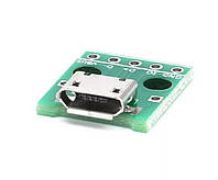 Коннектор micro USB на DIP 2.54 плата с разводкой гнездо разъем штекер микро ЮСБ мама micro-USB female