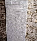 Самоклеючі шпалери Декоративна 3D панель ПВХ Біла цегла матова 700*770*5 мм, фото 5