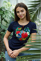 Женская нарядная футболка - вышиванка "Марсель " р.S(42-44),M(46),L(48), XL(50),2XL(52),3XL(54-56),4XL(56-58)