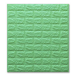 Декоративні самоклеючі 3 д панелі для стін під зелену цеглу 7 мм (м'ята) 1 шт