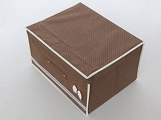 Коробка-органайзер коричневого кольору Ш 44 *Д 34 *24 см. Для зберігання одягу, взуття чи невеликих предметів