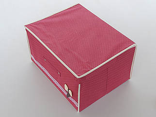Коробка-органайзер малинового кольору Ш 44 *Д 34 *24 см. Для зберігання одягу, взуття чи невеликих предметів