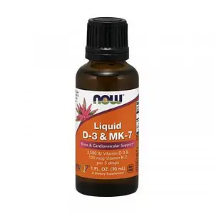 Рідкий Вітамін Д3 та К2 Now Foods Liquid D-3 & MK-7 2500 IU 30 ml