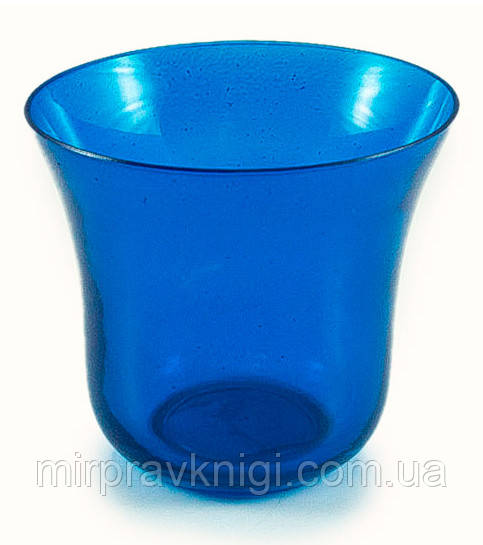 Склянка СОФРІНО для лампад синій без конуса, об'єм 120 мл. Скло, забарвлення, гладкий. № 1 гл.