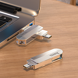 USB Флешка 2в1 32GB Type-C / USB 3.0 для телефону, комп'ютера HOCO Wise USB3.0 UD10 Сірий
