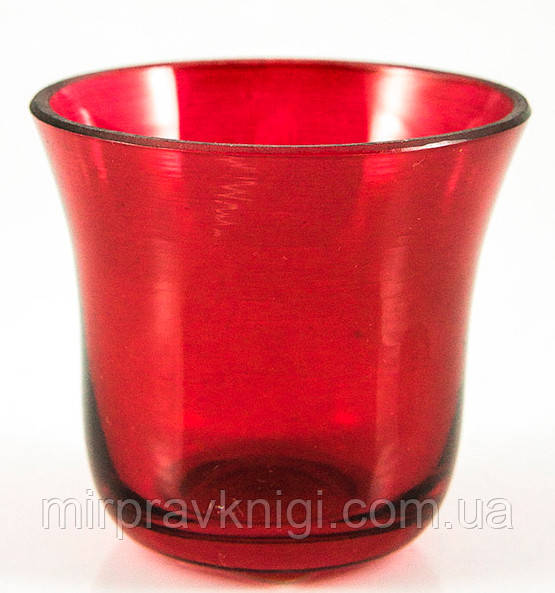 Склянка СОФРІНО для лампад червоний без конуса, об'єм 120 мл. Скло, забарвлення, гладкий. № 1 гл.