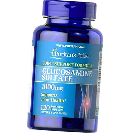 Глюкозамін сульфат Puritan's Pride Glucosamine Sulfate 1000 mg 120 таб для суглобів і зв'язок, фото 2