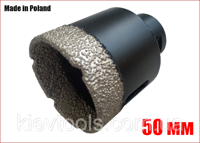 Алмазна коронка 50 мм вакуумного спікання з керамограніту на УШМ (М 14) Richmann Industrial,Польща