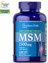 МСМ Метилсульфонілметан Puritan's Pride MSM 1500 mg 120 таб для суглобів і зв'язок, фото 3