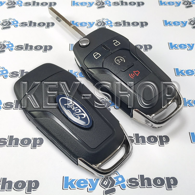 Корпус выкидного авто ключа для Ford F150, F250 (Форд Ф150, Ф250) 3 + 1 кнопки, лезвие HU101 (с логотипом) - фото 2 - id-p1429113146