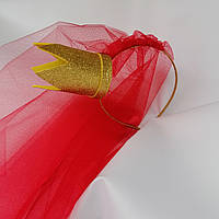 Фата на девичник на ободке обруче ободочке красная красная золотая корона