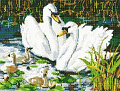 Діамантова мозаїка. Картина на підрамнику "Лебедине озеро", розмір 40х30 см