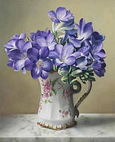 Діамантова мозаїка. Картина на підрамнику "Блакитний букет", розмір 40х30 см
