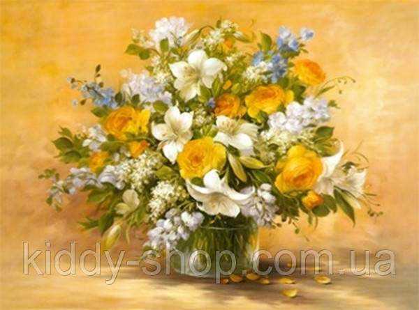 Діамантова мозаїка. Картина на підрамнику "Літній букет", розмір 40х30 см, фото 1