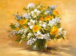 Діамантова мозаїка. Картина на підрамнику "Літній букет", розмір 40х30 см