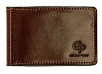 Мужской кошелек-зажим для денег и пластиковых карточек Grande Pelle, кожаное портмоне коричневого цвета