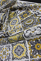 Ткань для штор, скатертей и подушек с орнаментом желтый цвет с тефлоном Турция