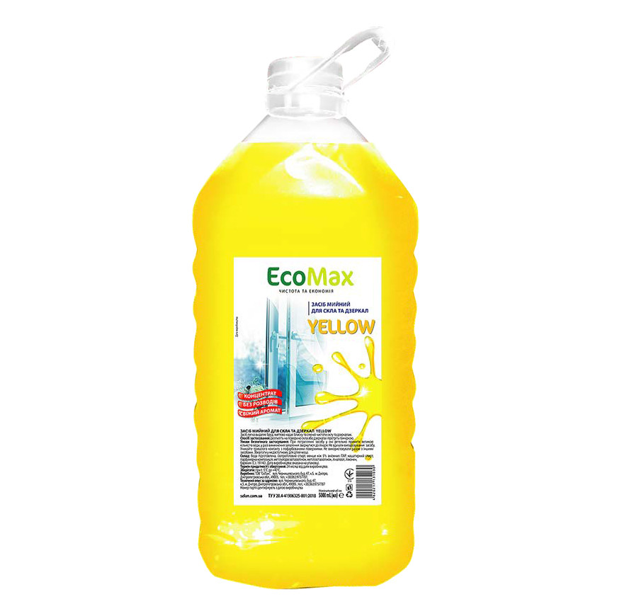 Засіб для миття скла та дзеркал EcoMax 5л ПЕТ Yellow