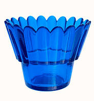 Склянка СОФРІНО для лампад рифлений із пофарбованого скла, синій, із зубчастим краєм, об'єм 120 мл