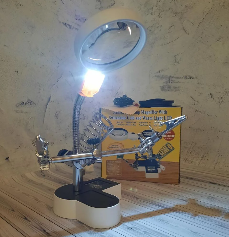 MG16126AC2 Лупа, Затискач, Тримач плат, Третя рука з лупою + led підсвітка, фото 1