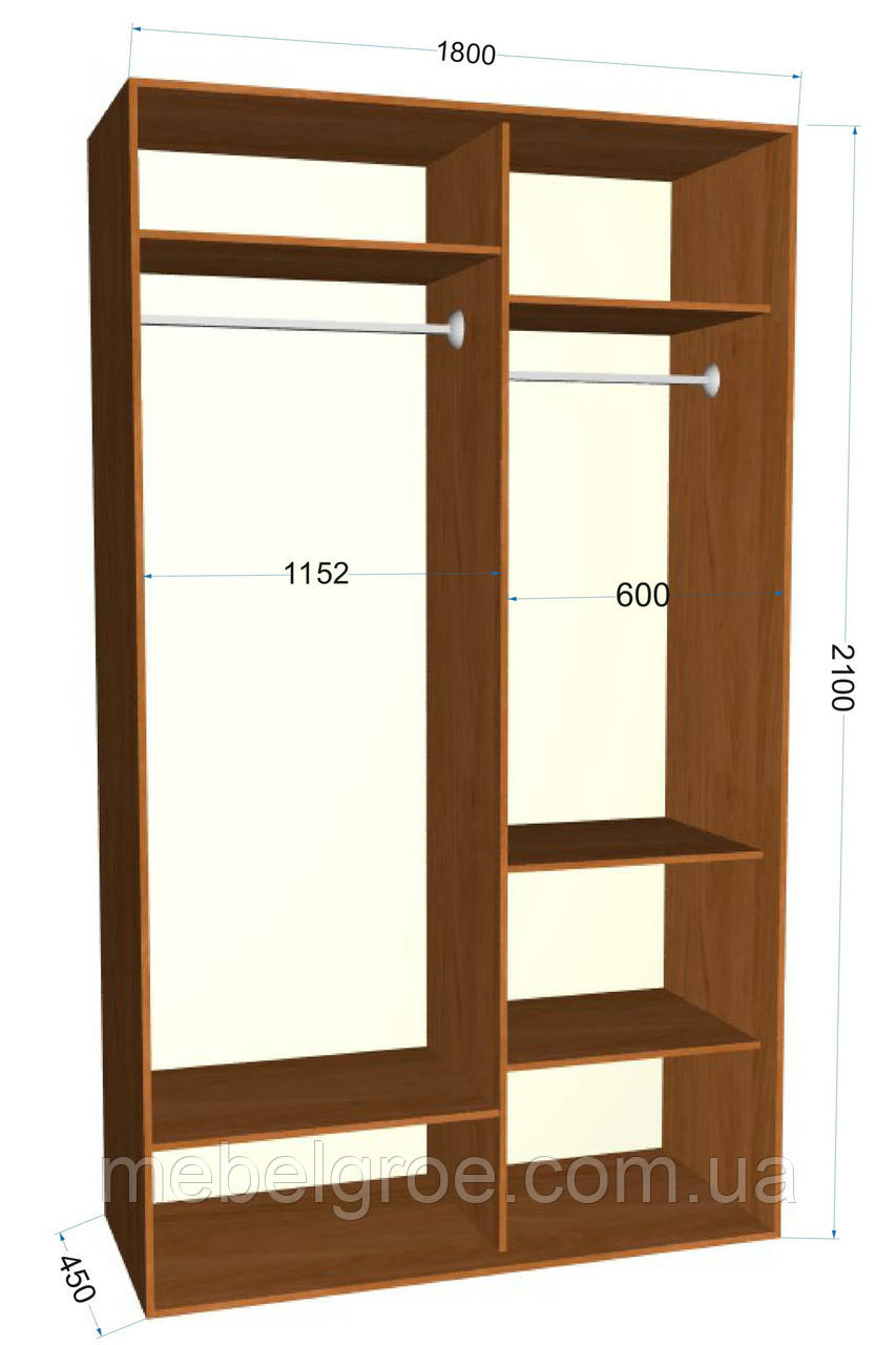 Шафа-купе дводверна 1800х450х2400мм тм Ексклюзив, фото 1