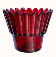 Стакан для лампад рифлений із пофарбованого скла, червоний, із зубчастим краєм, об'єм 120 мл