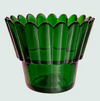 Стакан для лампад рифлений із пофарбованого скла, зелений, із зубчастим краєм, об'єм 120 мл